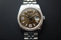 Rolex Datejust 36 116244 factory diamond bezel chocolate wave dial