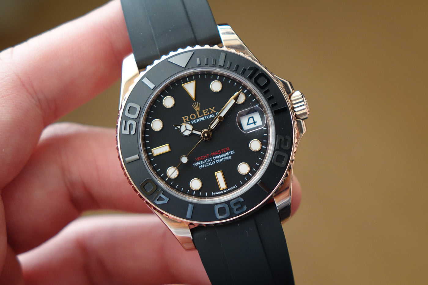 Rolex Yacht Master 37 rose gold oysterflex 268655 Wristime