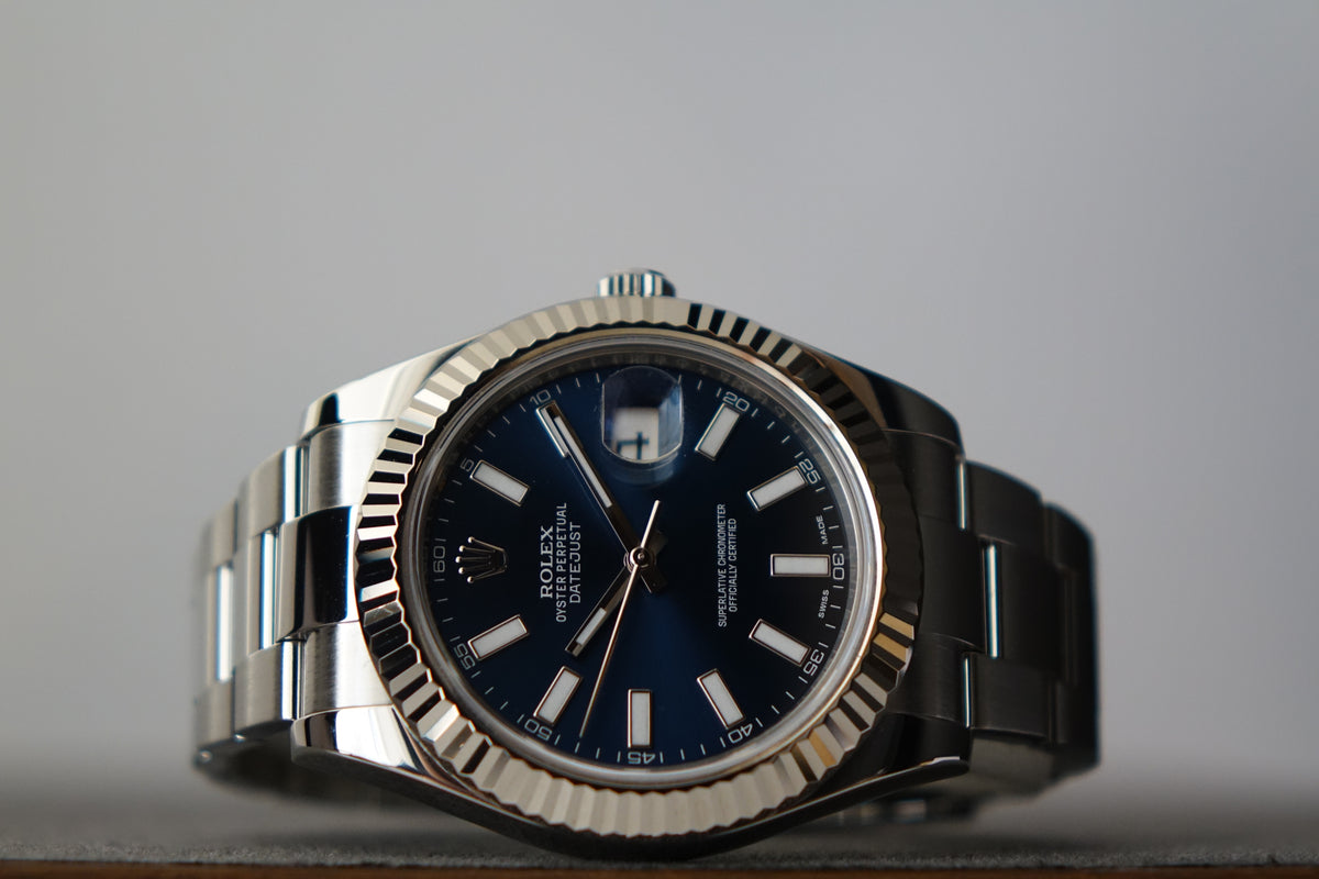 Rolex Datejust 41 116334 Blue baton dial full set