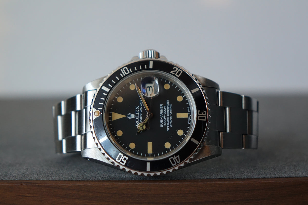 Rolex Submariner Date 16800 matte dial creamy patina