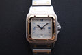 Rare pearl grey dial Cartier Santos Galbee 187901 w Cartier service invoice