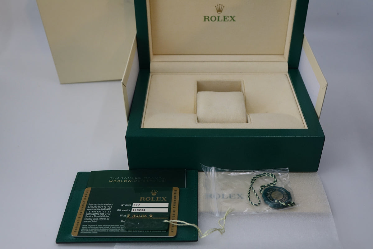 Rolex Datejust 36 116244 MOP Tahitian dial factory diamond bezel full set