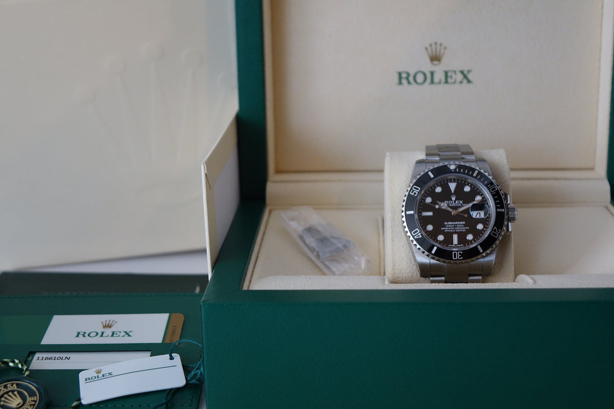 Unpolished Rolex Submariner Date 116610LN full set partial factory stickers