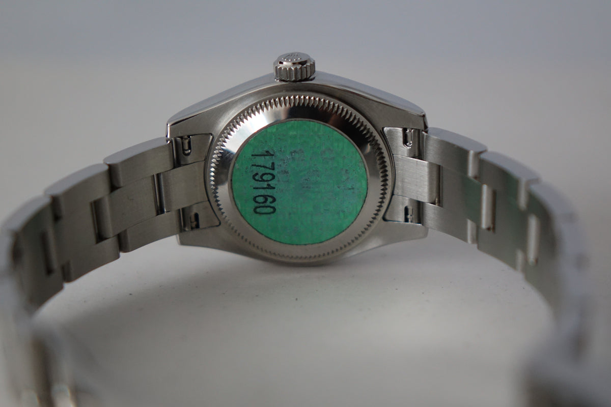 Rolex DateJust 26 179160 silver dial full set partial factory sticker