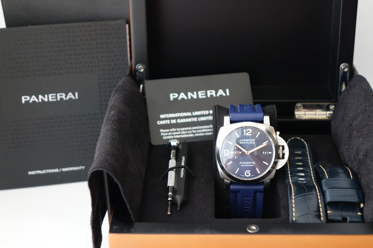 Panerai Luminor Marina PAM01313 Sunburst Blue full set