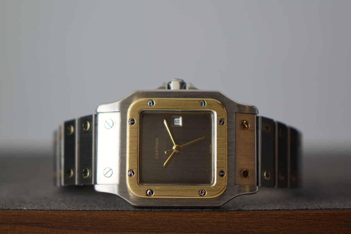 Cartier Santos Carree 2961 half gold ghost dial watch only