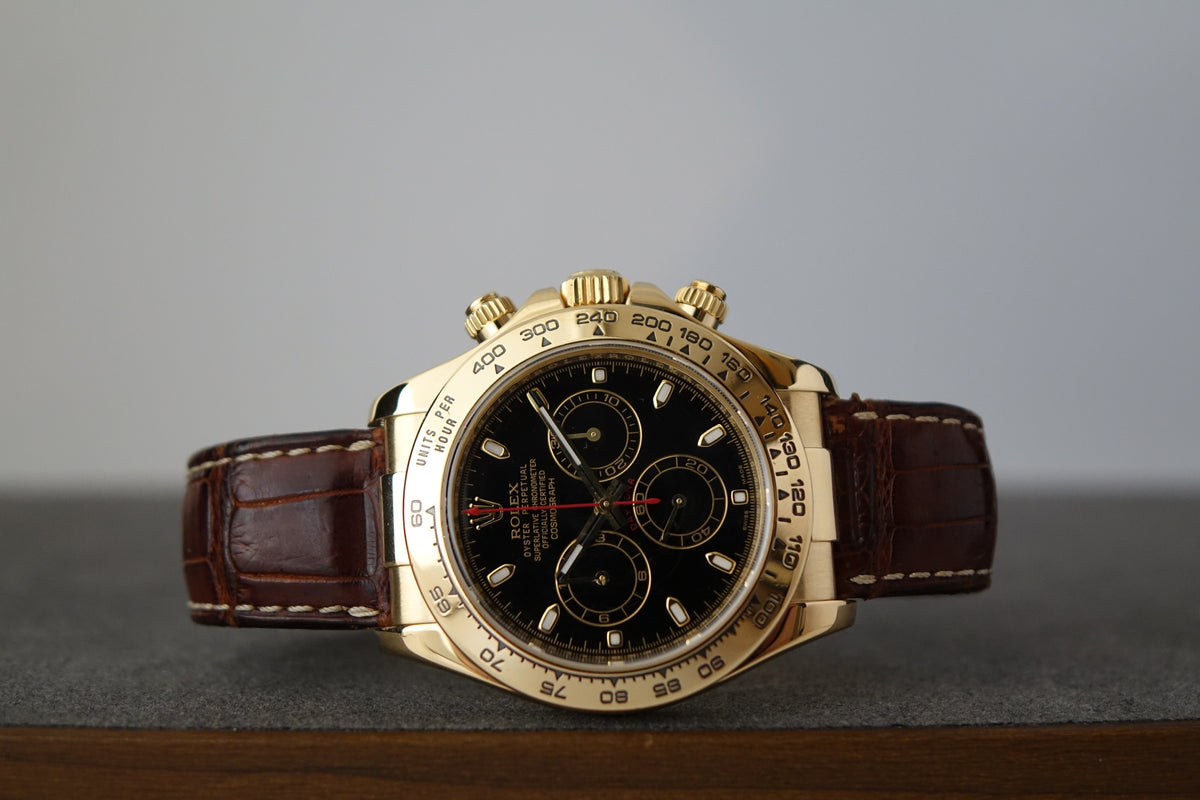 Rolex Cosmograph Daytona 116518 black dial leather strap full set