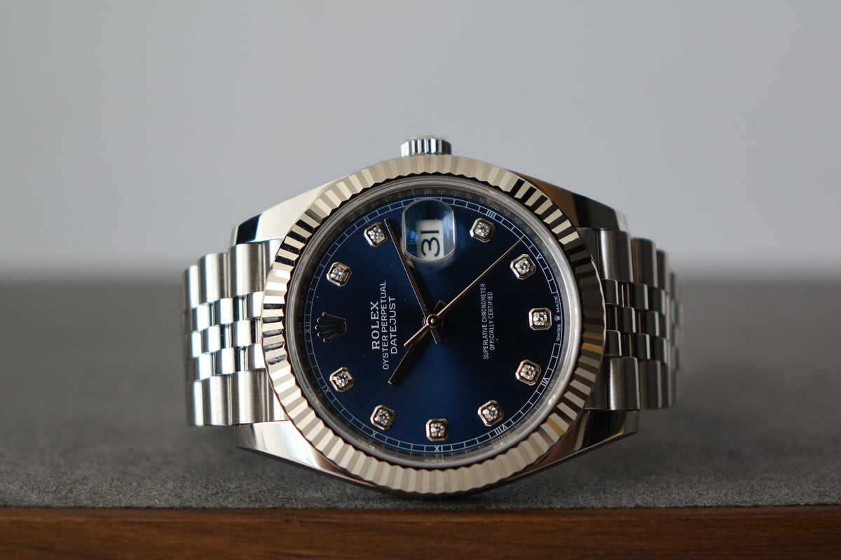 Rolex Datejust 41 126334 blue diamond dial full set