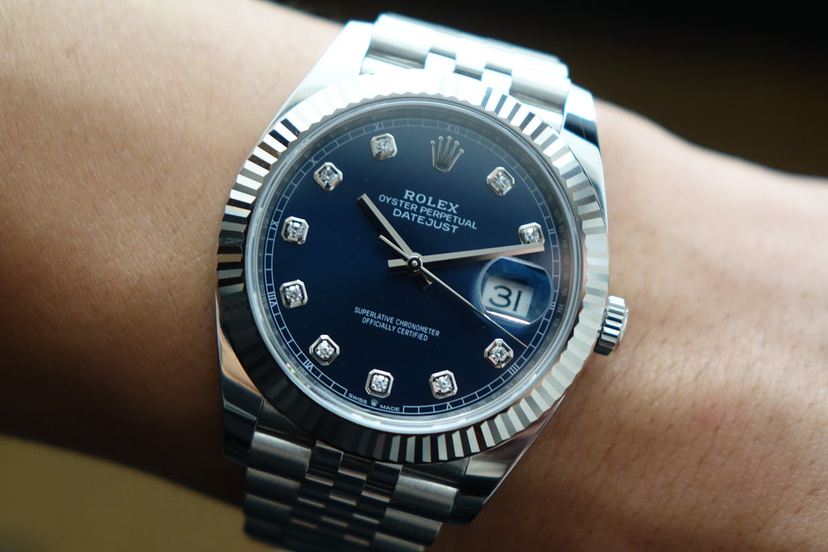 Rolex Datejust 41 126334 blue diamond dial full set