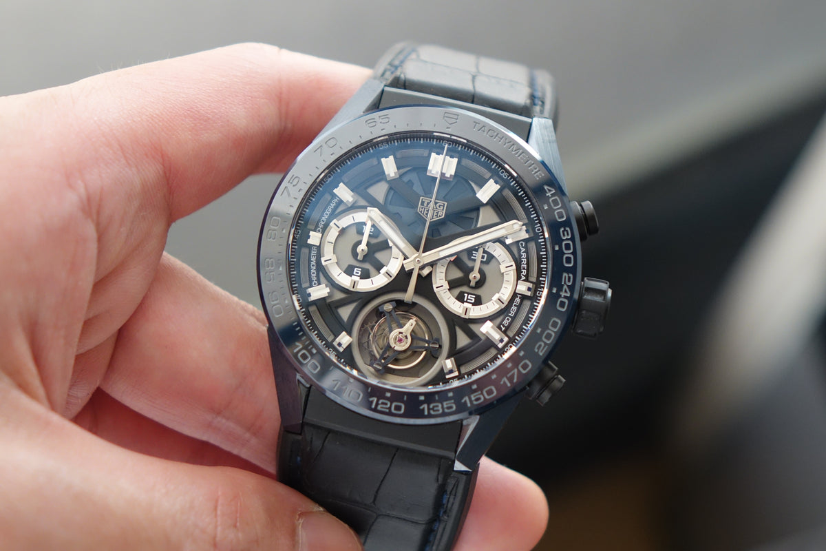 Tag Heuer Carrera Heuer-02 Tourbillon CAR5A93.FC6442 blue dial full set