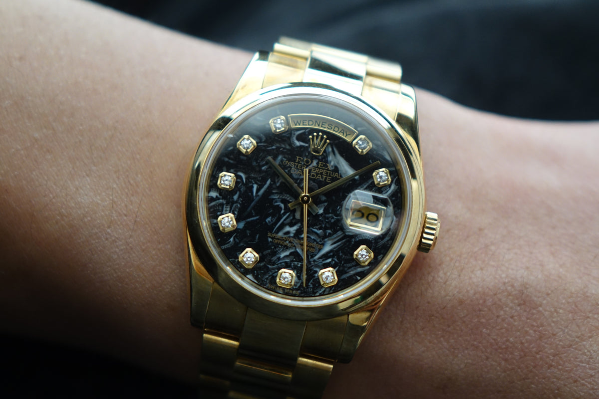 Rolex DayDate 36 118208 ammonite dial full set