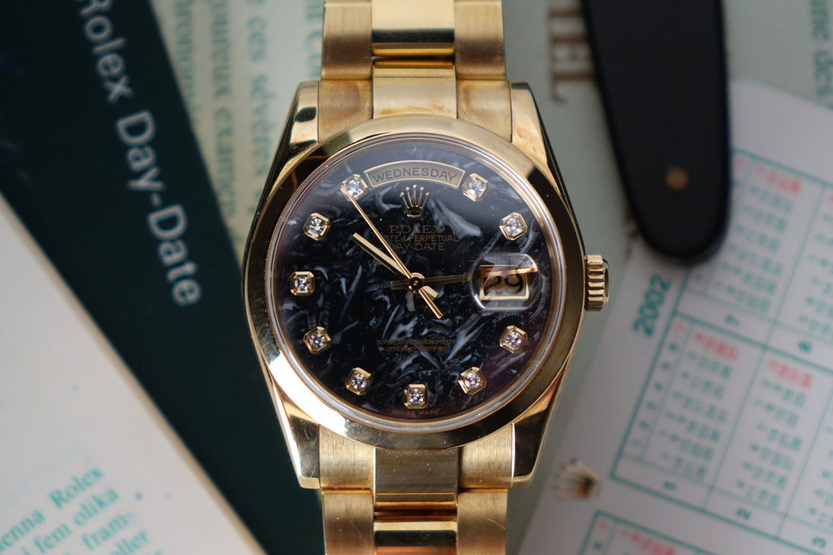 Rolex DayDate 36 118208 ammonite dial full set