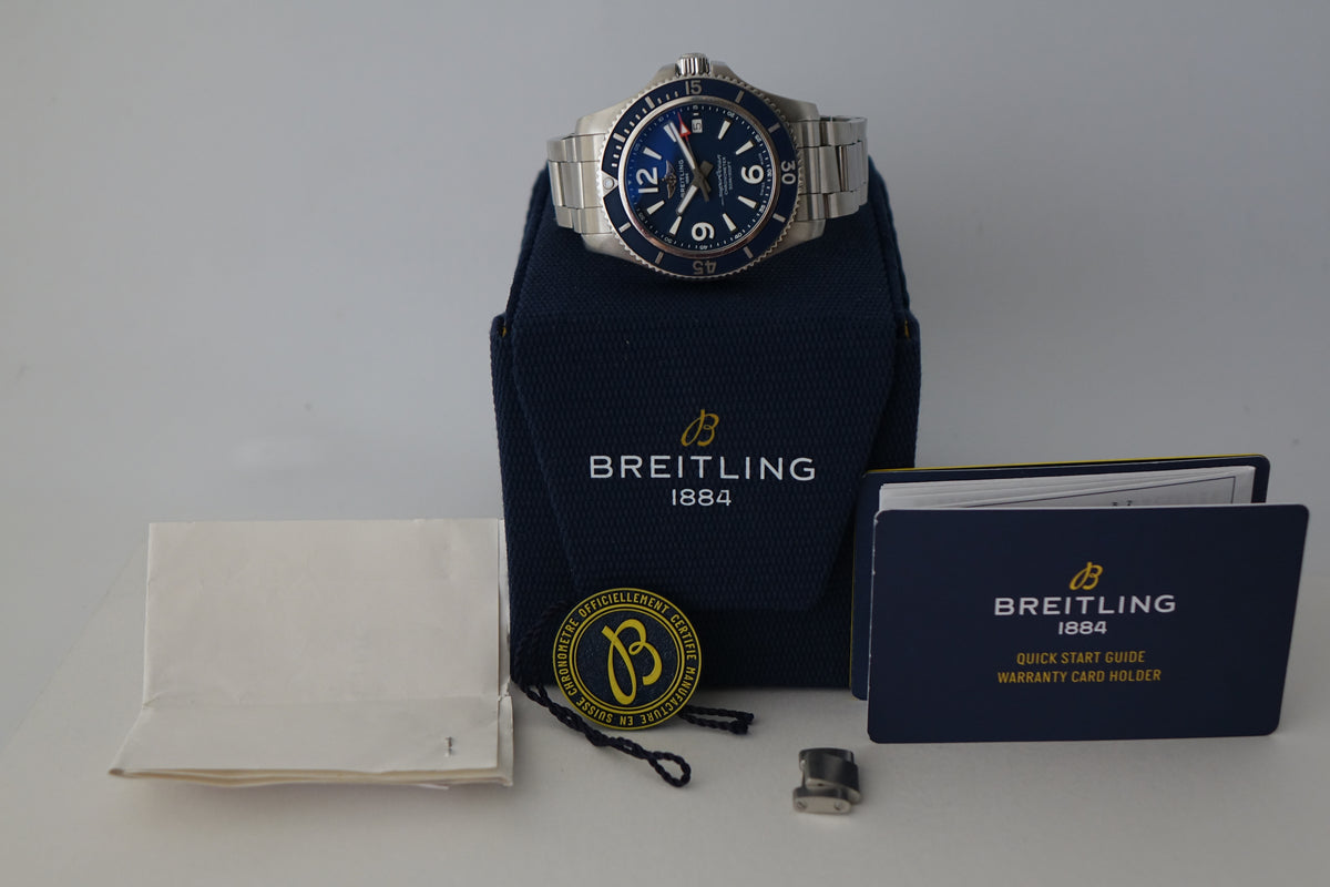 Breitling Super Ocean A17366 blue dial full set