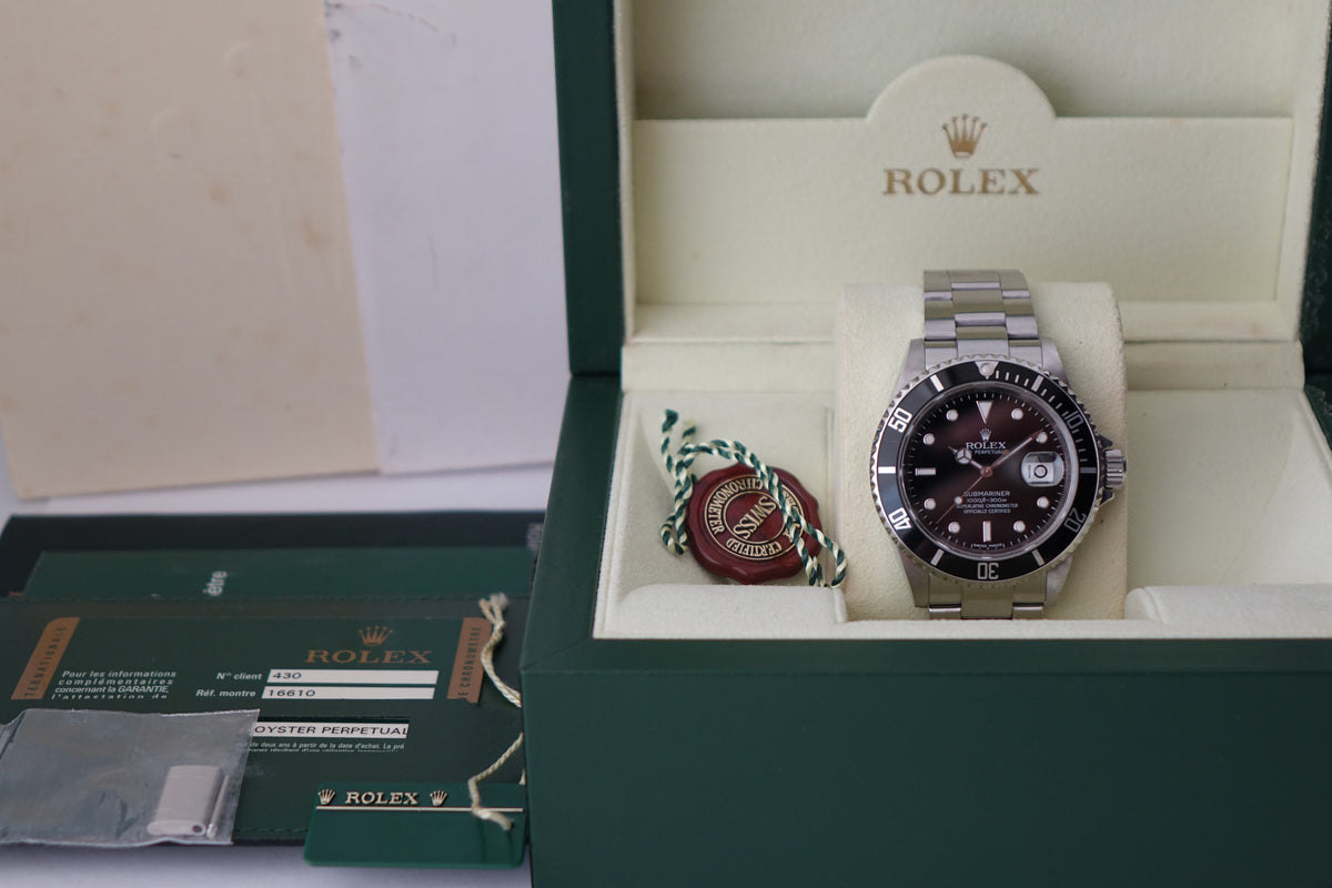 Engraved rehaut Chapter ring Rolex Submariner Date 16610LN full set