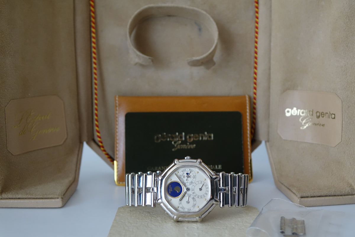 Gerald Genta G2414.4 1st Series success perpetual calendar Lapis Lazuli moonphase full set