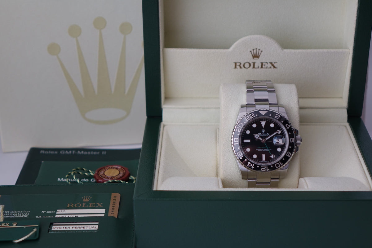 2012 Rolex GMT Master 2 II 116710LN green arrow full set