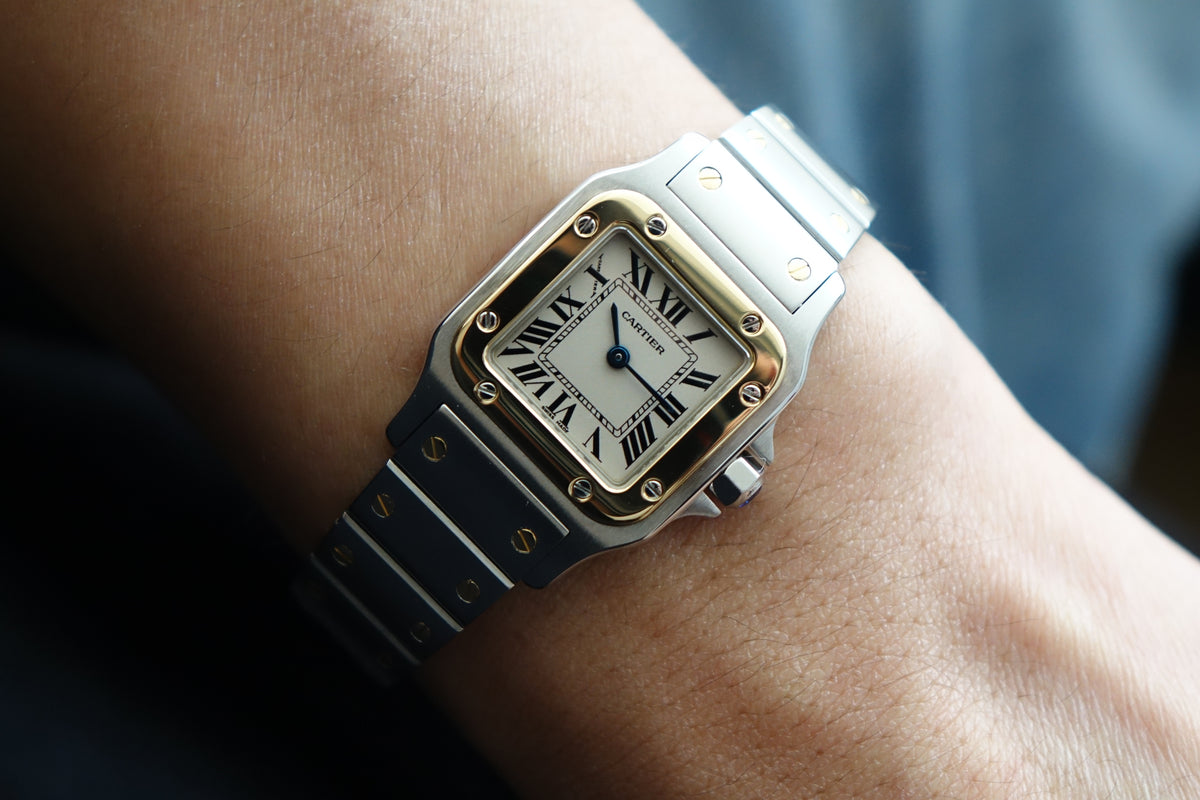 Cartier Santos Galbée 1567 half gold full set