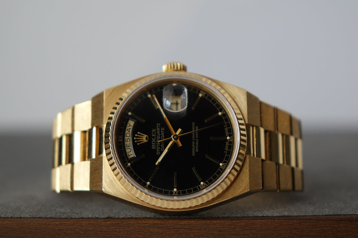 Rolex Oysterquartz Daydate 19018 black dial watch only