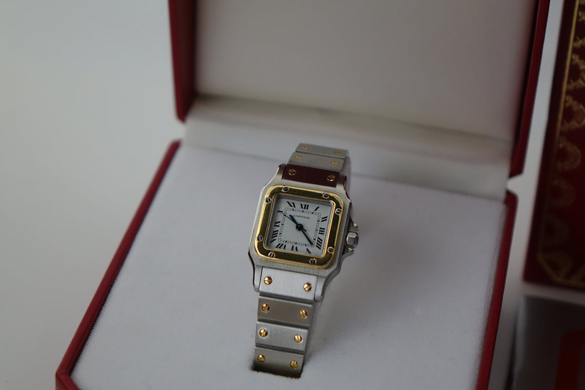 Cartier Santos Carree SM automatic ladies half gold full set