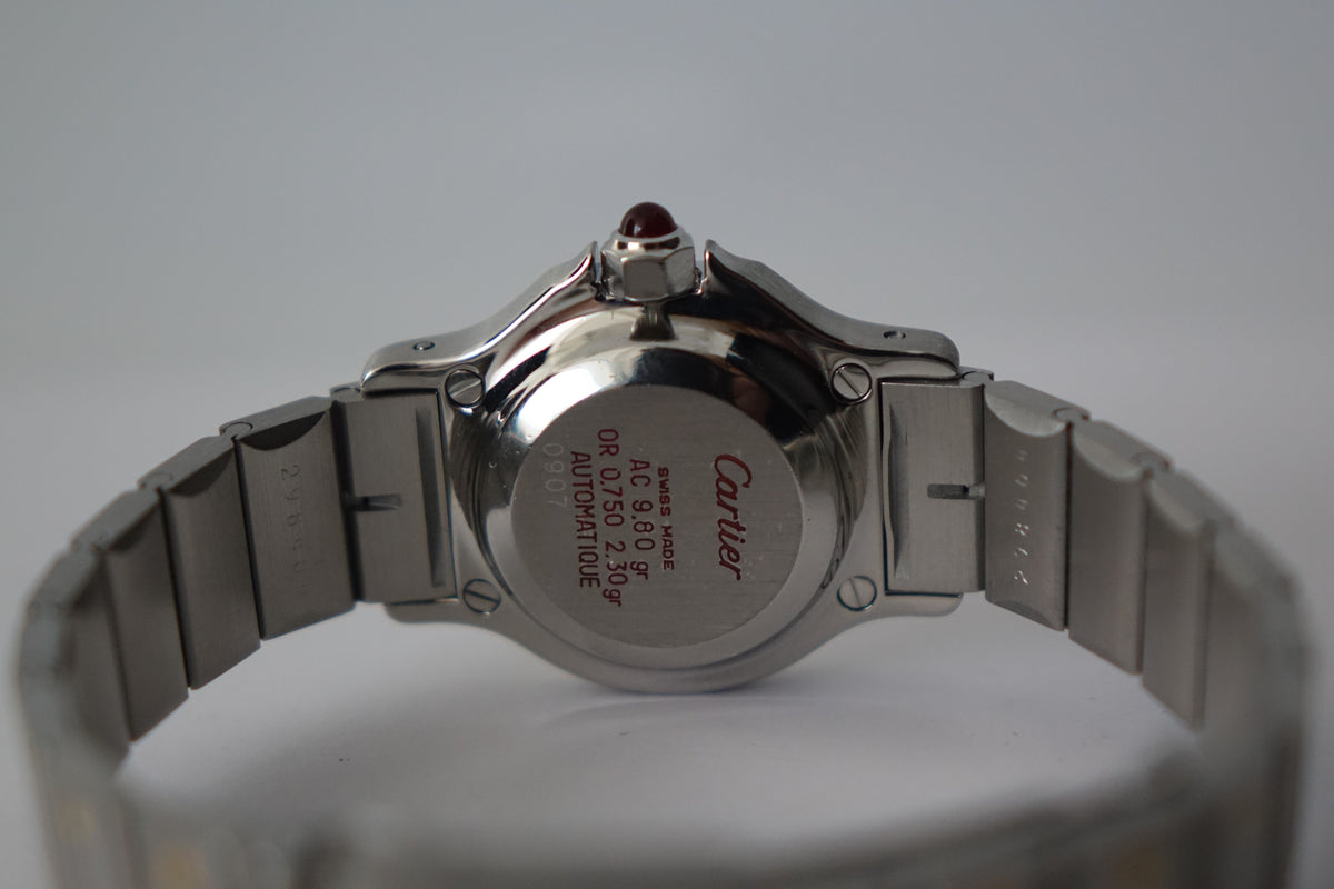 Cartier Santos Octagon 0907 burgundy half gold watch only