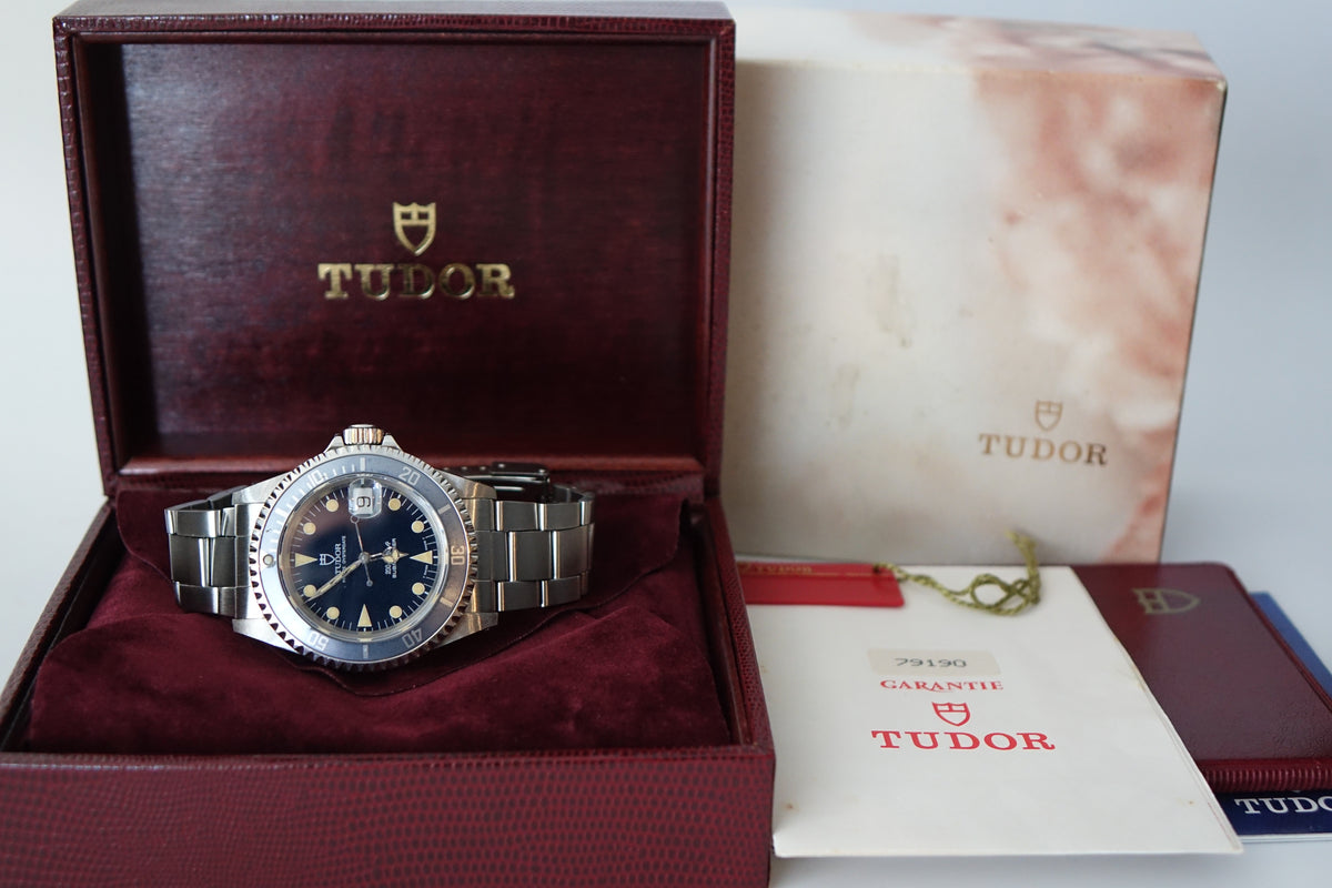 Tudor Submariner Date 79190 blue creamy patina full set