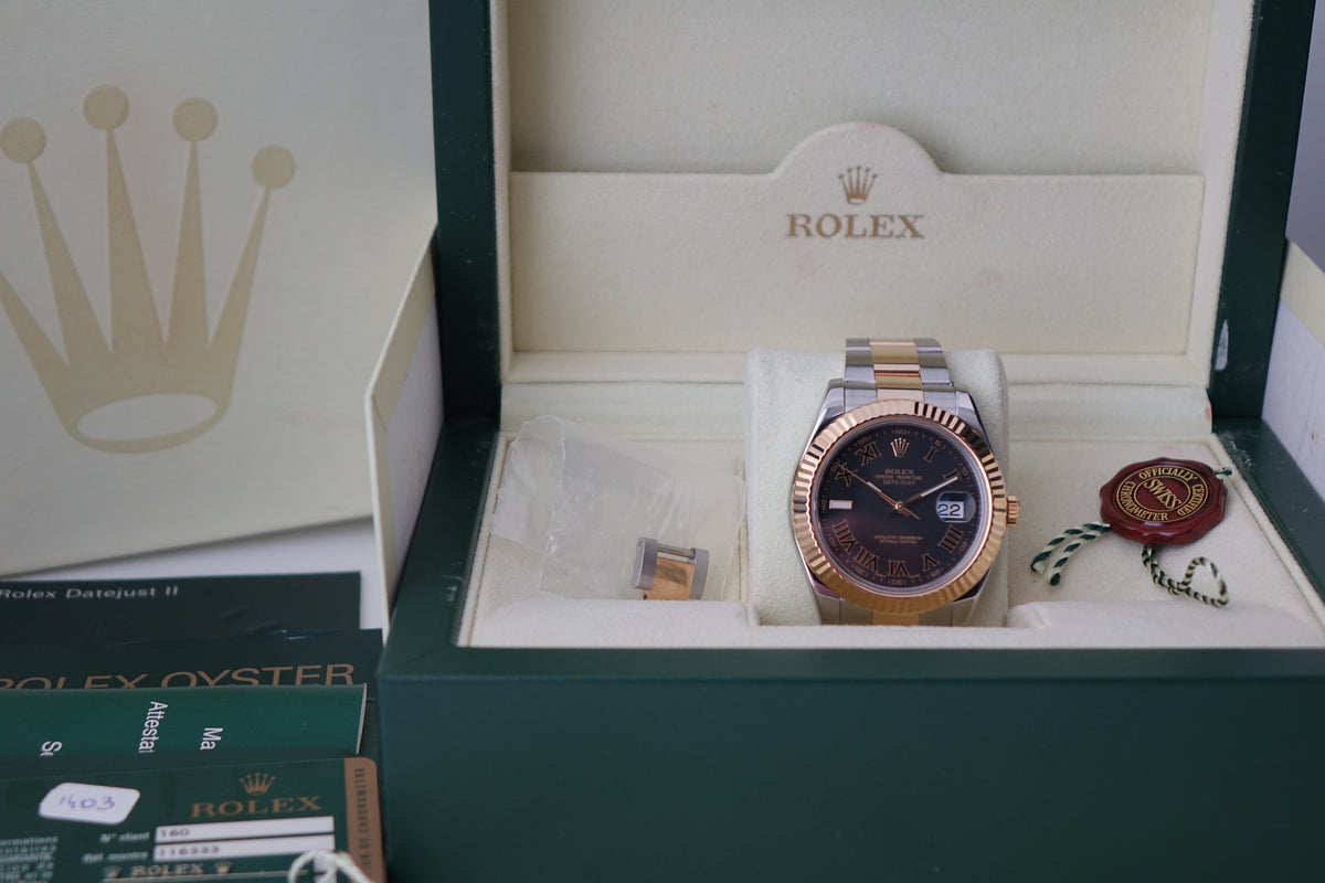 Rolex DateJust II 2 116333 black roman dial full set