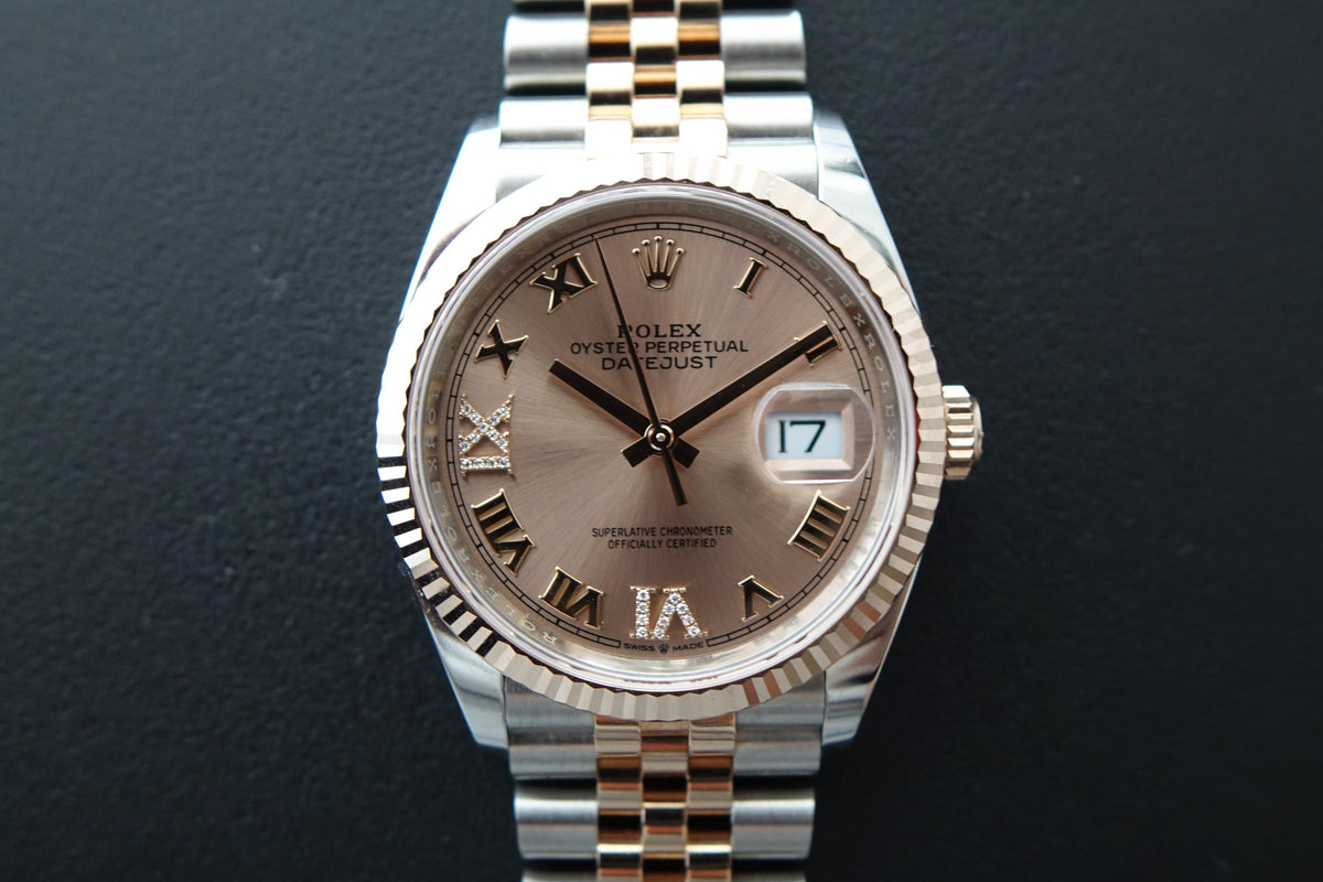 Rolex Datejust 36 Rose gold 126231 VI & XI diamond watch only – Wristime