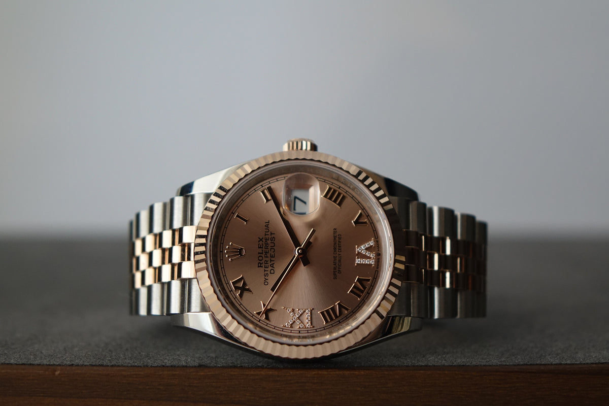 Rolex Datejust 36 Rose gold 126231 VI & XI diamond watch only