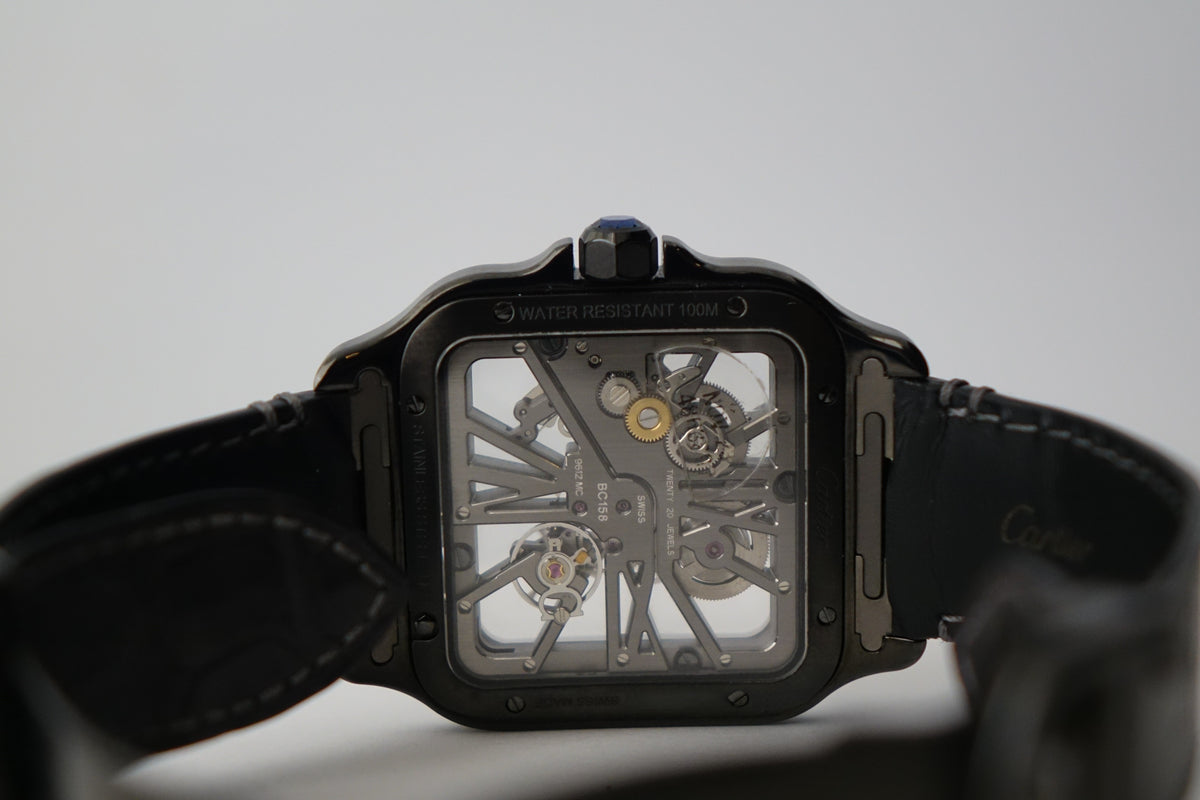 Cartier Santos Skeleton Black ADLC WHSA0009 watch only