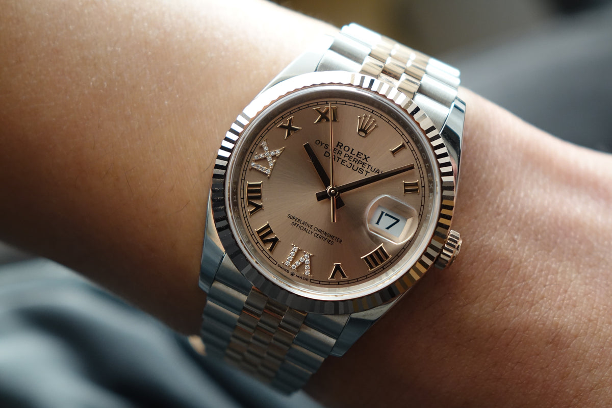 Rolex Datejust 36 Rose gold 126231 VI & XI diamond watch only