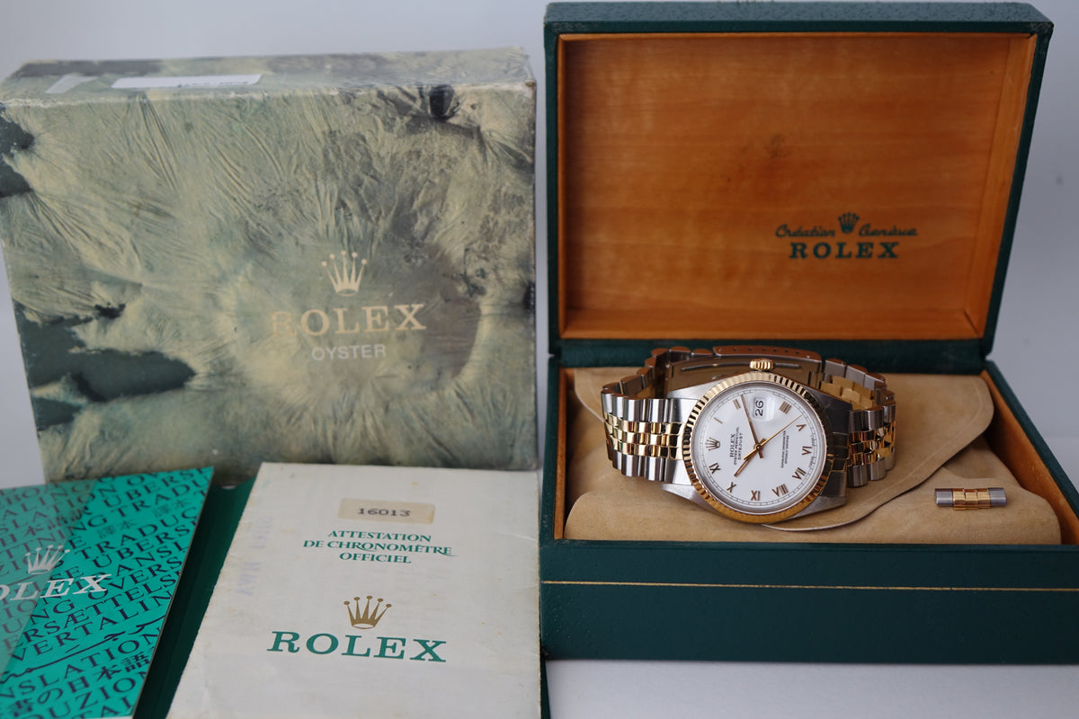 Rolex Datejust 36 16013 gold roman numerals full set