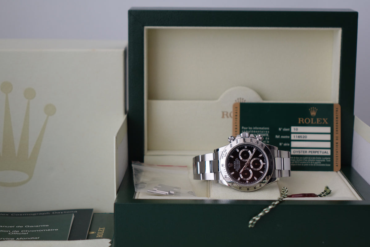Unpolished Rolex Cosmograph Daytona 116520 black dial full set