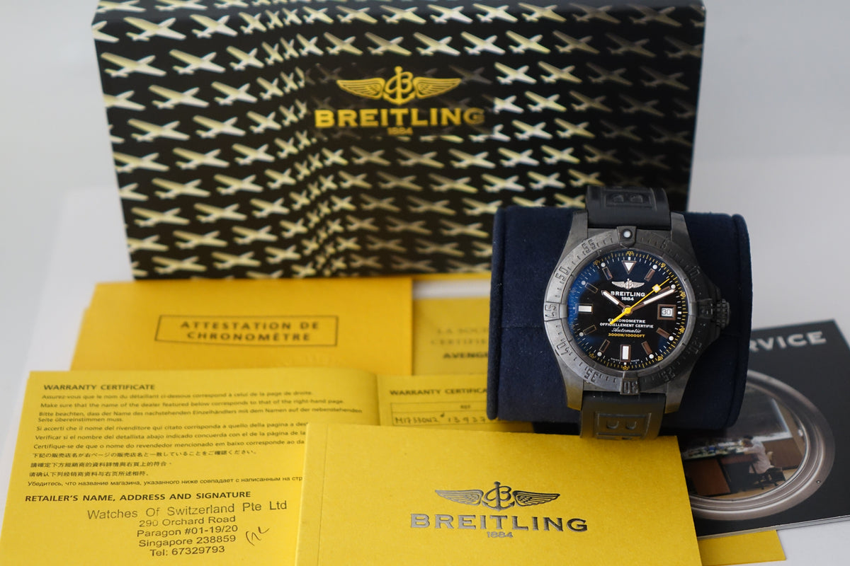 Breitling Avenger Seawolf Blacksteel M17330 limited edition full set