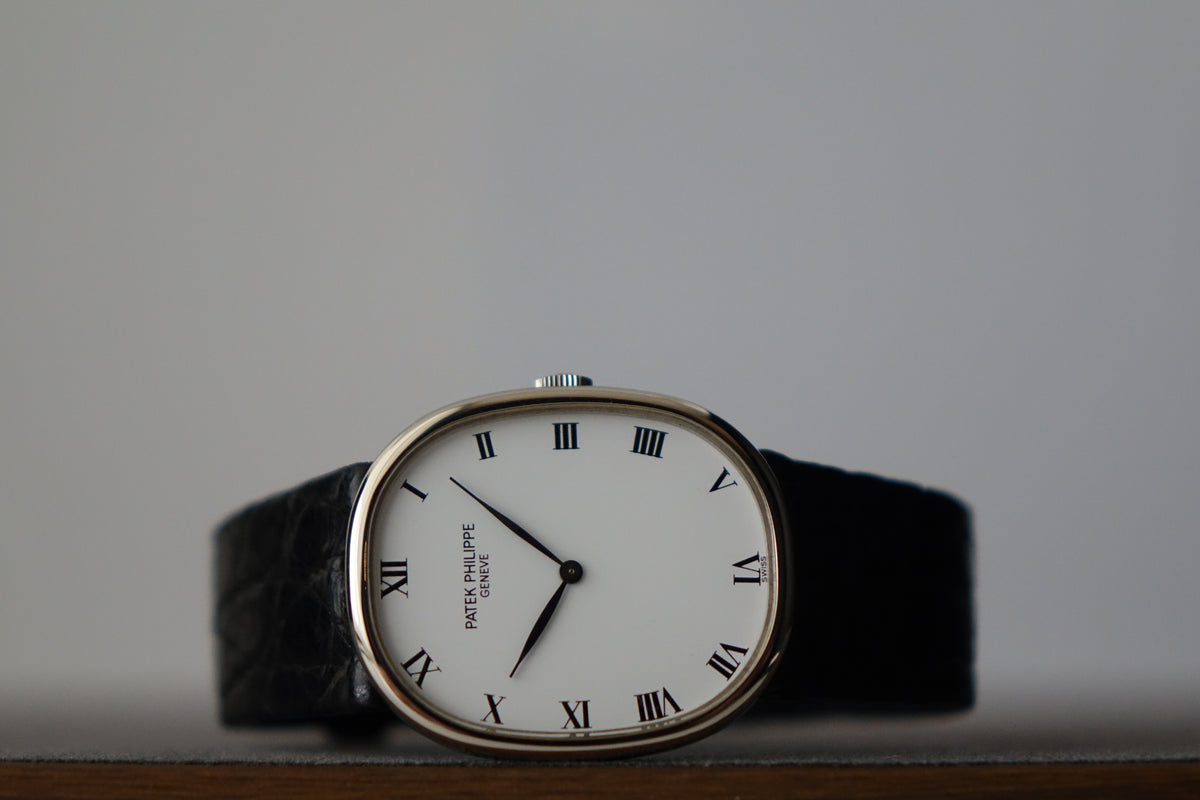 Patek Philippe Ellipse 3848 18k white gold white roman dial watch only