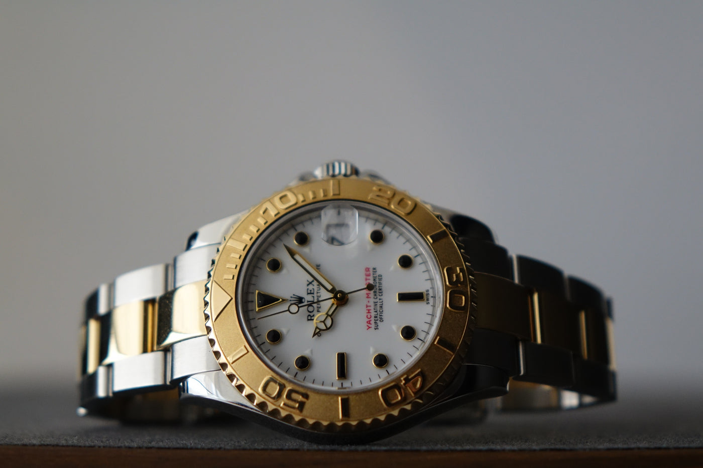 Rolex Yacht Master half gold onyx indices 68623 full set Wristime