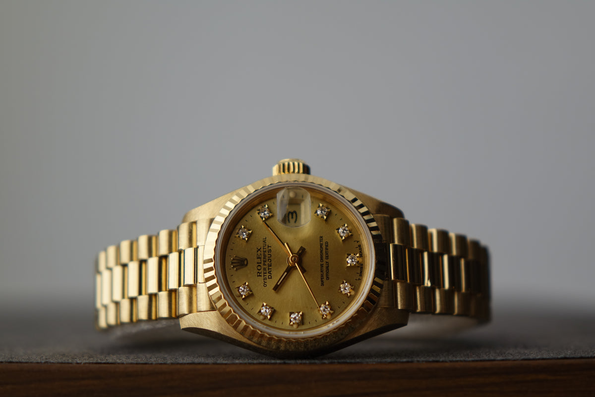 Rolex Datejust 26 Lady 69178 full gold factory champagne diamond dial watch only