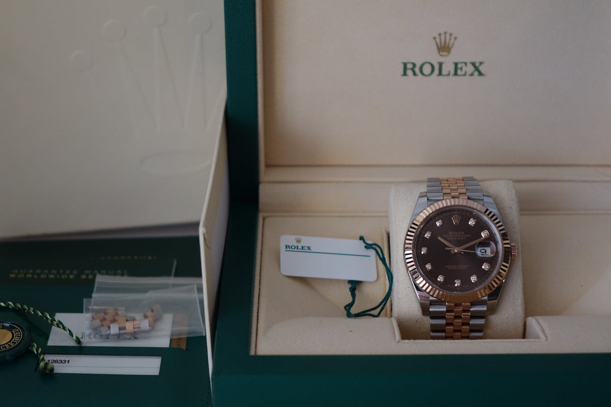 Rolex Datejust 41 126331 choco 10 point diamond full set