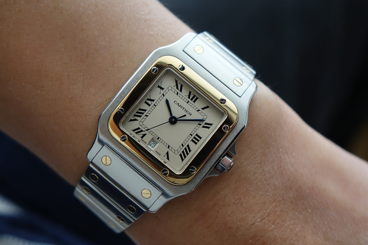 Cartier Santos Galbée 1566 half gold watch only