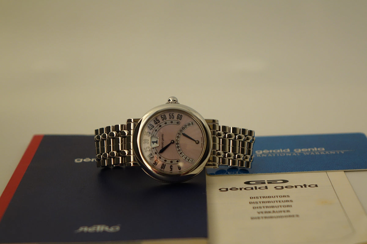 Gerald Genta G3734 Retrograde Bi Retro w Papers and Booklets