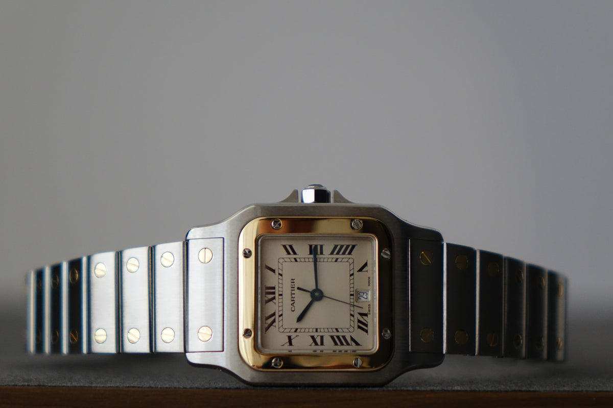 Cartier Santos Galbée 1566 half gold watch only
