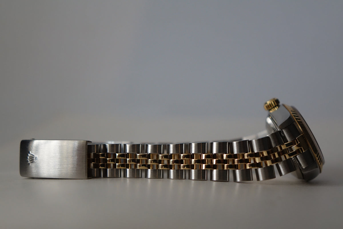 Rolex Datejust 26 69173 champagne dial two tone fluted jubilee full set