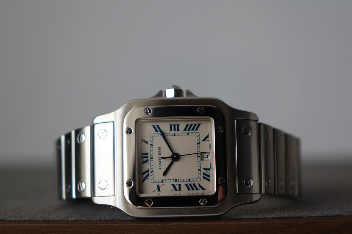 Cartier Santos Galbee LM W20018D6 1564 blue roman indices watch only