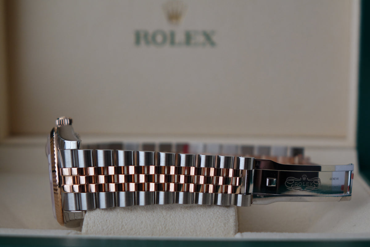 NOS Rolex Datejust 36 half gold pink 10 pt diamond dial 116231G