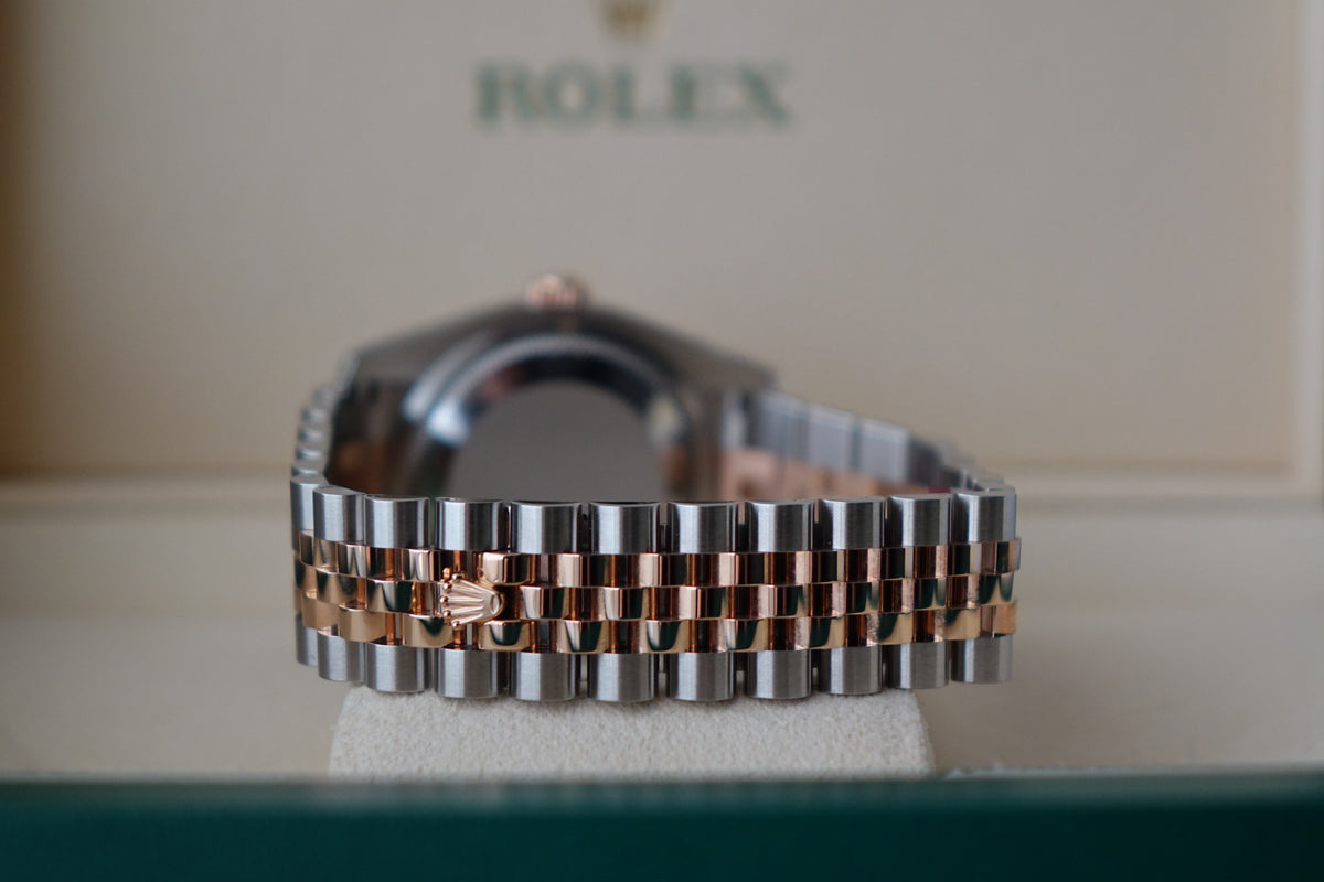 NOS Rolex Datejust 36 half gold pink 10 pt diamond dial 116231G